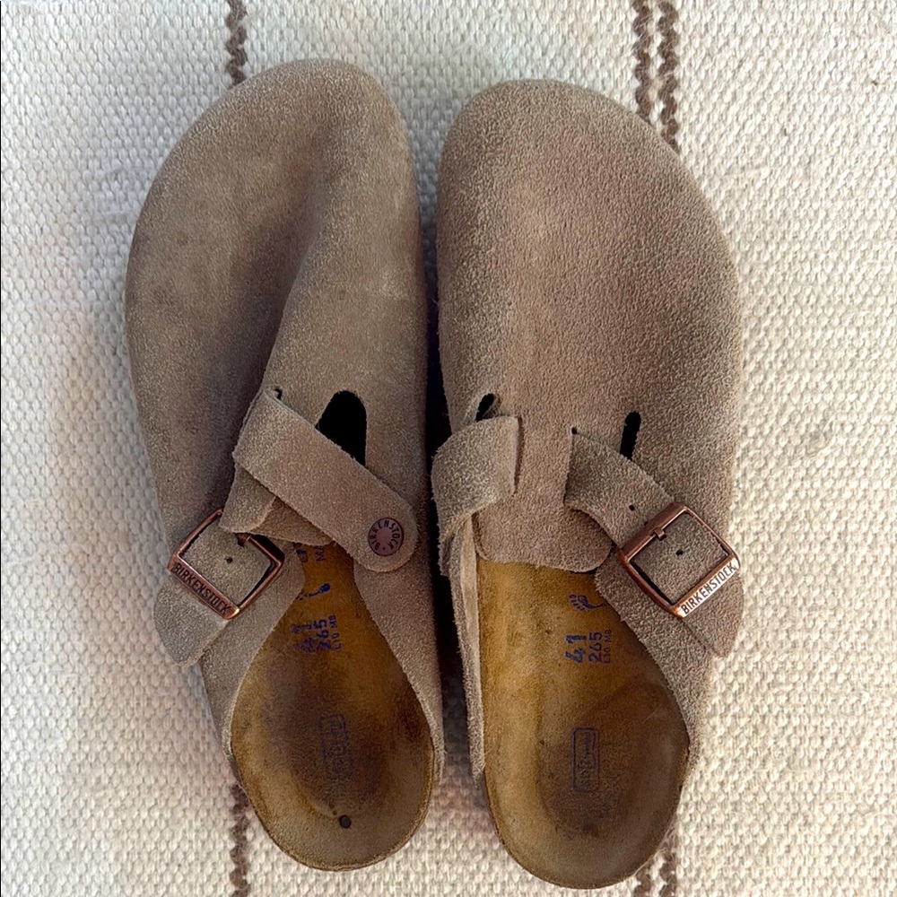 Birkenstock Boston Light Brown Suede Clogs